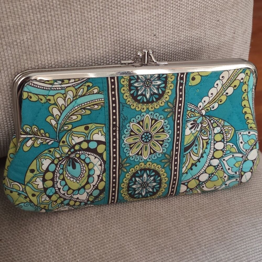 Vera Bradley Paisley Frame Clasp Wallet, Blue Green, Credit Card Folding Women’s